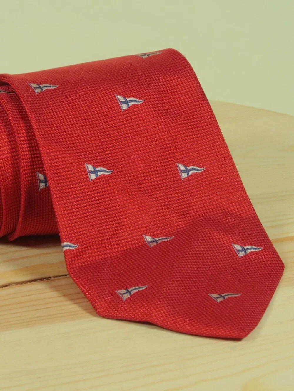 Brooks Brothers Nautical Flag Jacquard Tie Mens XL Red Woven Silk